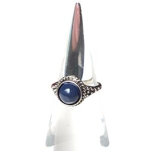 Navy Blue Lapis Look Cabochon Silver Plated Fashion Woman’s Ring Jewelry